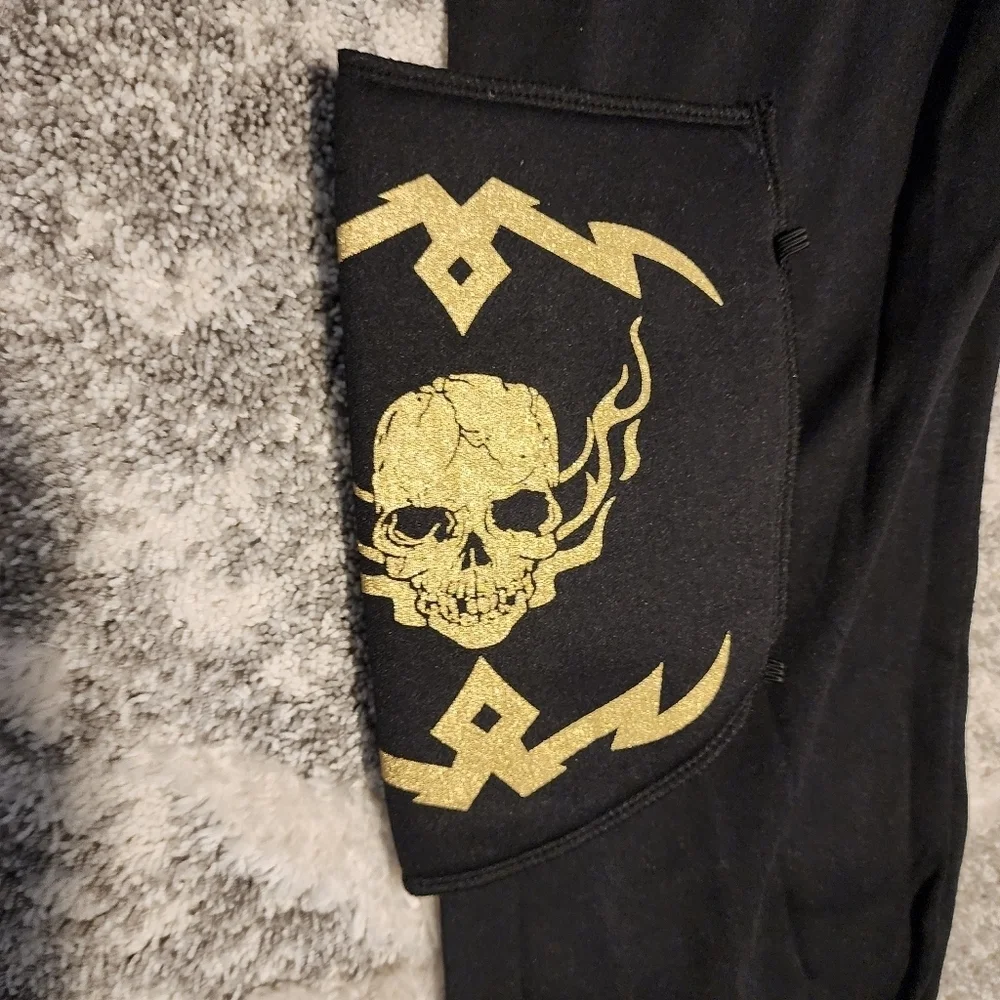 Gold Skull Ninja Warrior Halloween Costume Cosplay Child's Size 8-10 Unisex EUC